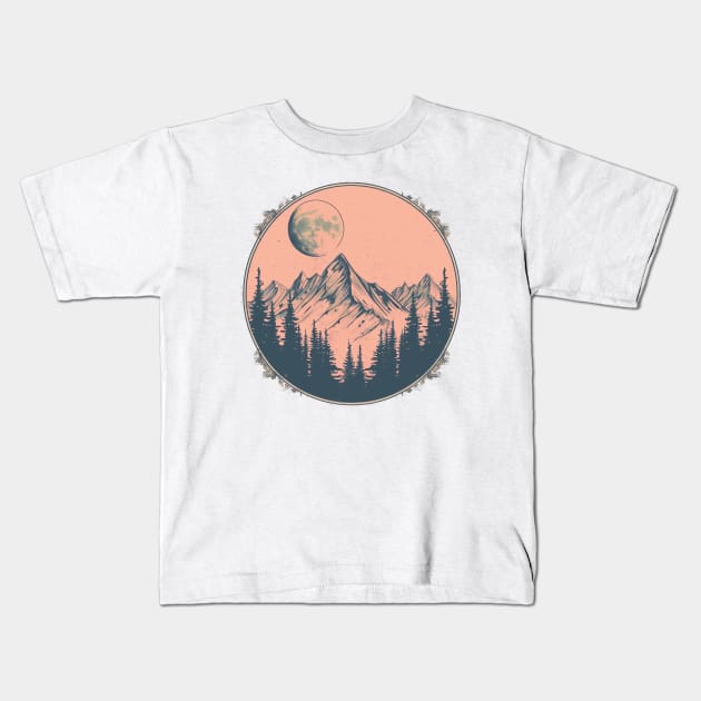 Vintage Mountain Scene Kids T-Shirt by Curious Craze